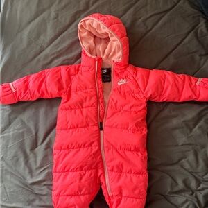Nike Coral Pink Baby Puffer Bunting with Hood